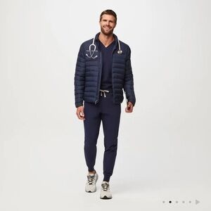 Figs Men's Navy Quilted Puffer Jacket